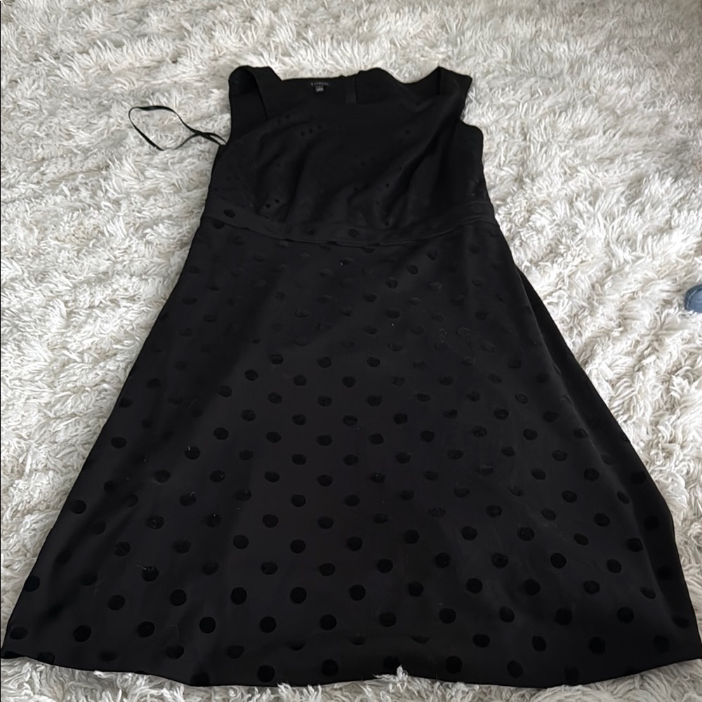 Talbots Black Midi Dress with Velvet Polka Dots